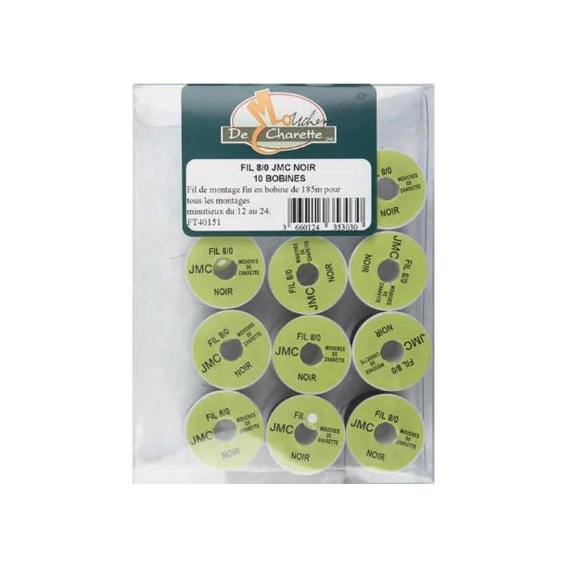 FIL 8/0 JMC NOIR - 10 BOBINES 3 FIL 8/0 JMC NOIR - 10 BOBINES
